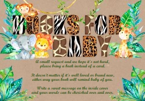Books for baby card: Safari baby shower set
