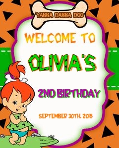 Pebbles Welcome sign: Pebbles birthday set