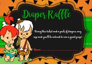 Flintstones diaper raffle card: Flintstones baby shower twins set