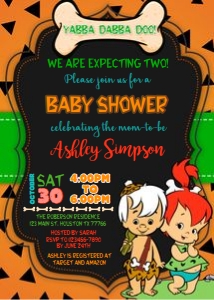Flintstones baby shower invitation: Flintstones baby shower twins set