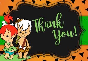 Thank you card: Flintstones baby shower twins set