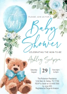 Teddy bear baby shower set design preview