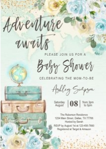 Adventure Awaits invitation boy: Adventure awaits baby shower boy