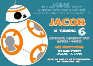 BB8 Birthday invitation set design preview