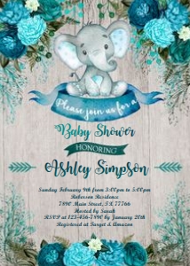 Invitation: Turquoise elephant set