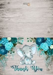 Thank you card: Turquoise elephant set
