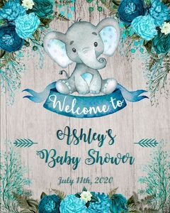 Welcome sign: Turquoise elephant set