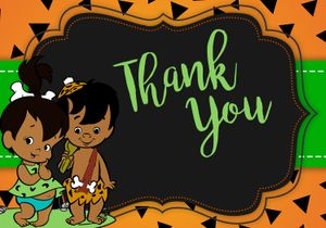 Thank you card: Flintstones baby shower african american set