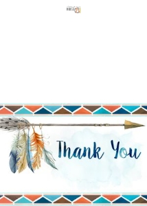 Thank you card: Tribal baby shower orange set