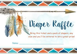 Diaper raffle card: Tribal baby shower orange set
