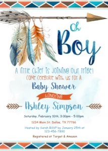 Invitation: Tribal baby shower orange set