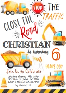 Construction birthday design preview