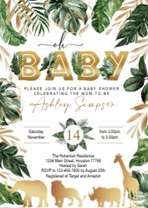 Jungle Safari baby shower design preview