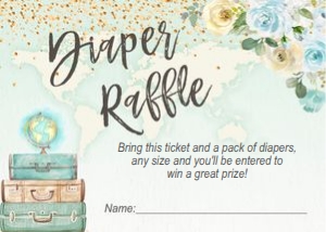 Diaper raffle card: Adventure awaits baby shower boy