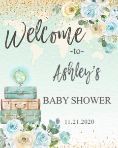 Welcome sign 16x20: Adventure awaits baby shower boy