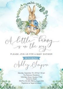 Little bunny baby shower set design preview