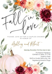 Fall in love couples shower Full Set- Pink Burgundy Orange design preview