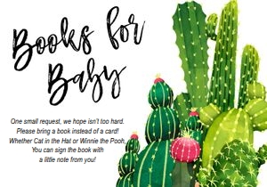 Book request card: Fiesta baby shower white set