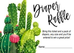 Diaper raffle card: Fiesta baby shower white set