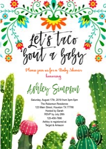 Invitation: Fiesta baby shower white set