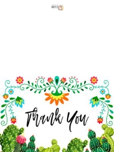 Thank you card: Fiesta baby shower white set