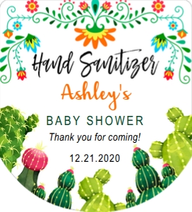 Hand Sanitizer label: Fiesta baby shower white set