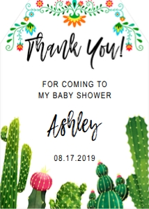 Thank you tag: Fiesta baby shower white set