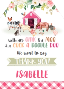 Thank you tag: Farm birthday girl set