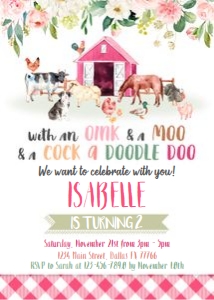 Invitation: Farm birthday girl set