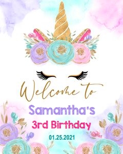 Welcome sign: Unicorn Birthday Set