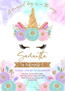 Invitation: Unicorn Birthday Set