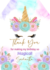 Thank you tag only: Unicorn Birthday Set