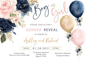 Invitation: Floral gender reveal set 3
