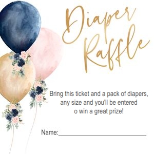 Diaper raffle card: Floral gender reveal set 3