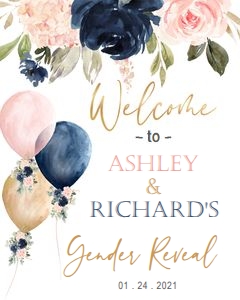 Welcome sign: Floral gender reveal set 3