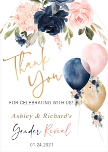 Thank you tag: Floral gender reveal set 3