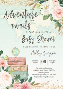 Adventure awaits baby shower girl design preview