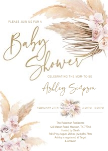 Pampas grass baby shower set 1 design preview