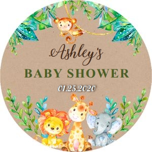 Round favor tag: Safari baby shower set