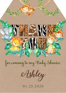 Thank you tag: Safari baby shower set