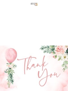Thank you card: Balloon Baby Shower Girl