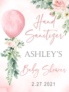 Hand Sanitizer label: Balloon Baby Shower Girl