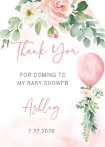 Thank you tag: Balloon Baby Shower Girl