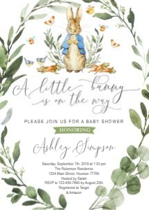Little bunny baby shower neutral design preview
