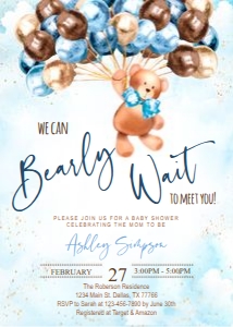 Invitation: Teddy bear baby shower boy set