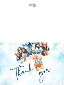 Thank you card: Teddy bear baby shower boy set