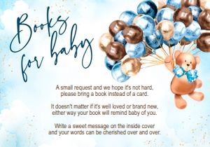 Book request card: Teddy bear baby shower boy set