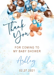 Thank you tag: Teddy bear baby shower boy set