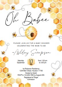 Bee baby shower set design preview