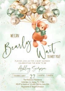 Sage Teddy bear baby shower set design preview
